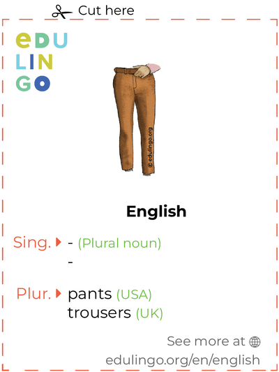 pants in english card